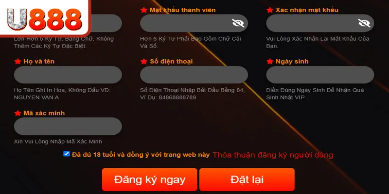 Thông tin mà khách hàng cần cung cấp để trở thành hội viên