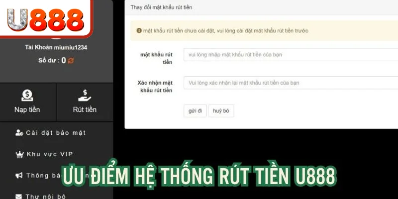 Quy trình thanh toán của U888 sở hữu nhiều ưu điểm nổi bật